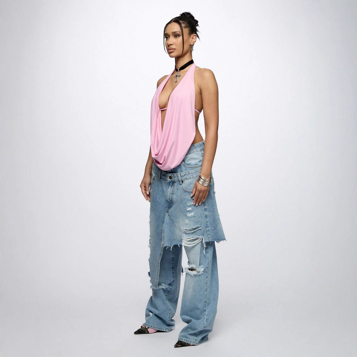Loose Hip Hop Ripped Beggar High Street Jeans MuddyStock
