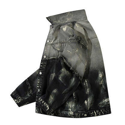 Men's Trendy Punk Contrast Color Gradient Irregular Stitching Jacket