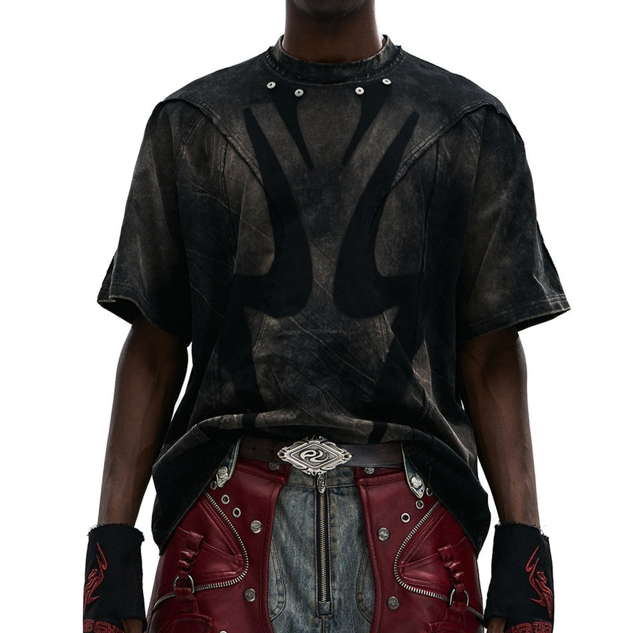 Washed-and-distressed T-shirt For Men Black S