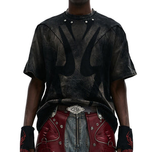 Washed-and-distressed T-shirt For Men Black S