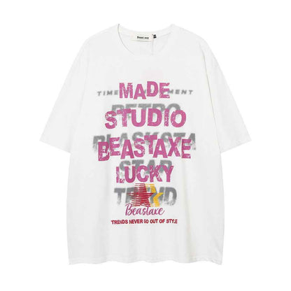 Letter Printed Loose T-shirt For Men And Women MuddyStock