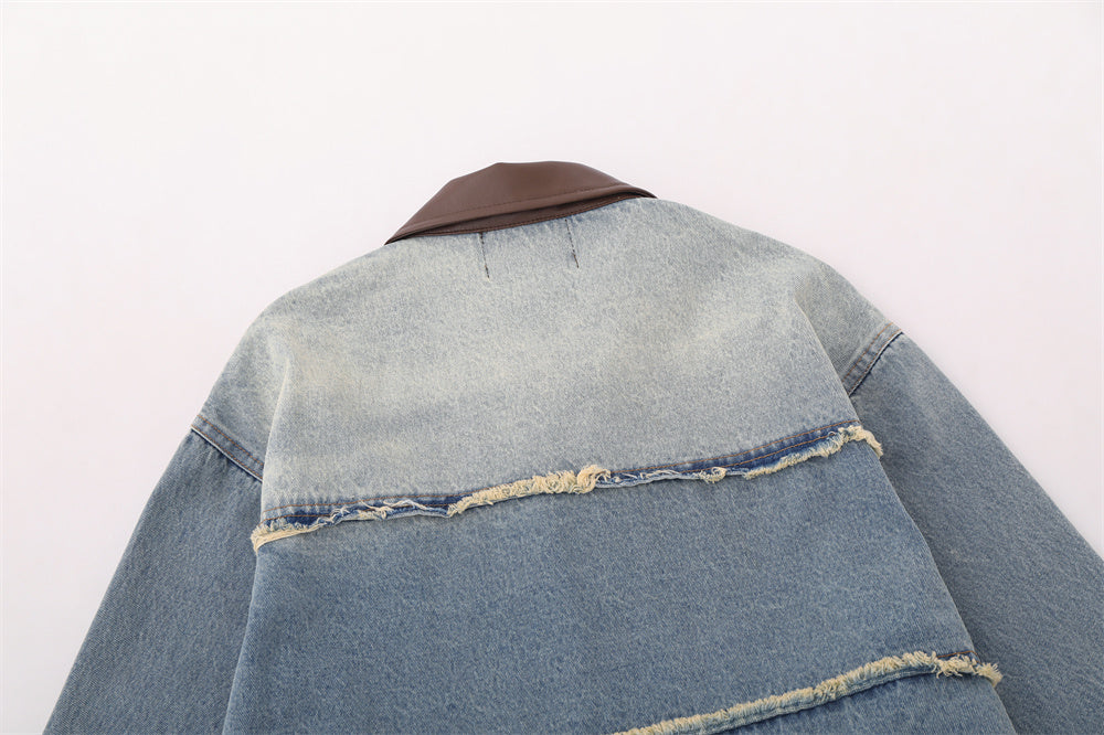 Loose Washed And Worn Jacket For Men MuddyStock null