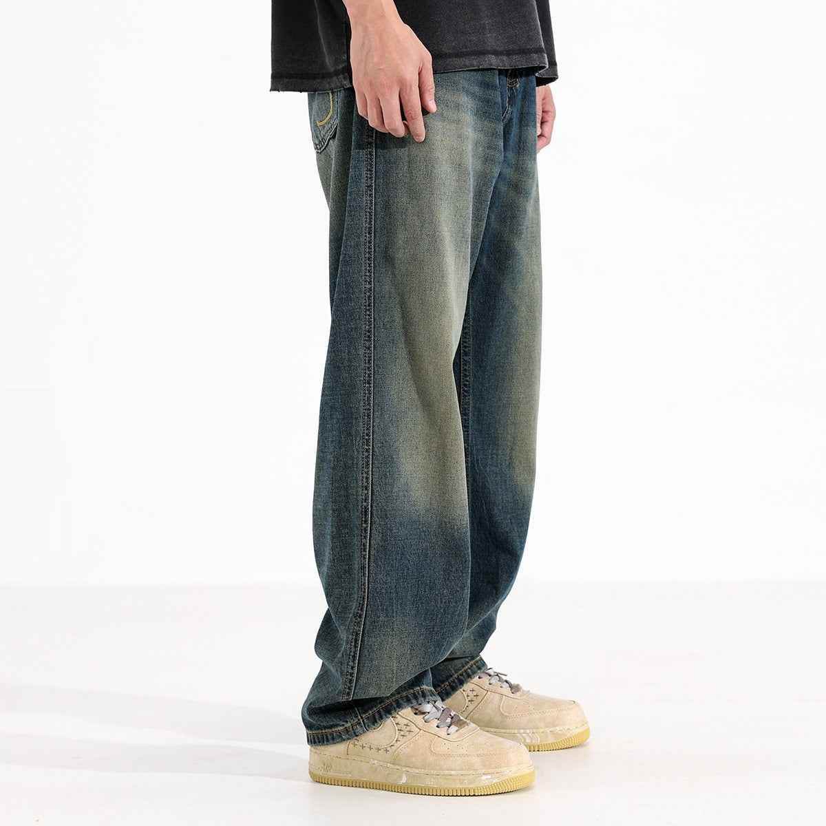 Casual Loose Drooping Straight Jeans For Men MuddyStock