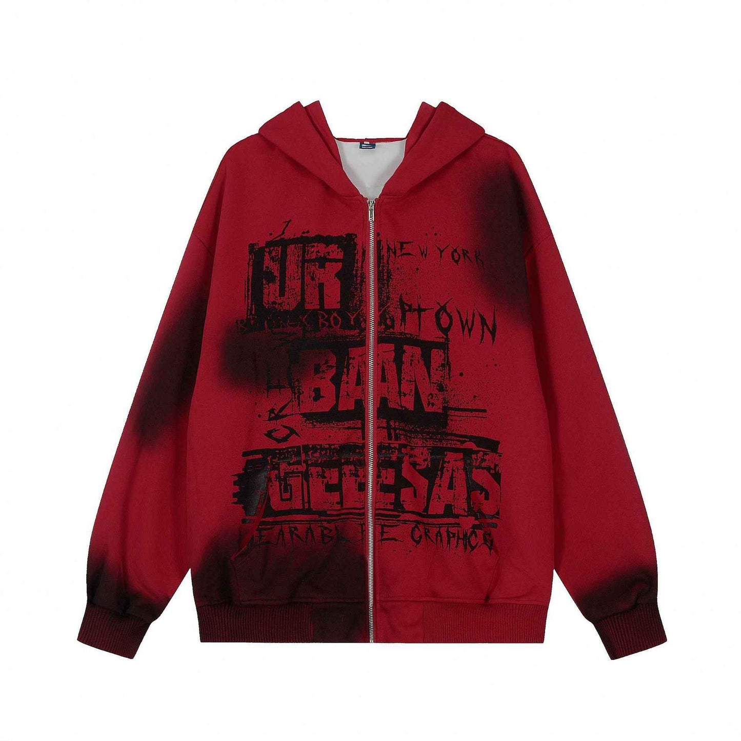 Retro Simple Loose Hoodie For Women Red MuddyStock