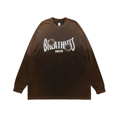 High Street Retro Long Sleeve T-shirt For Men Brown MuddyStock