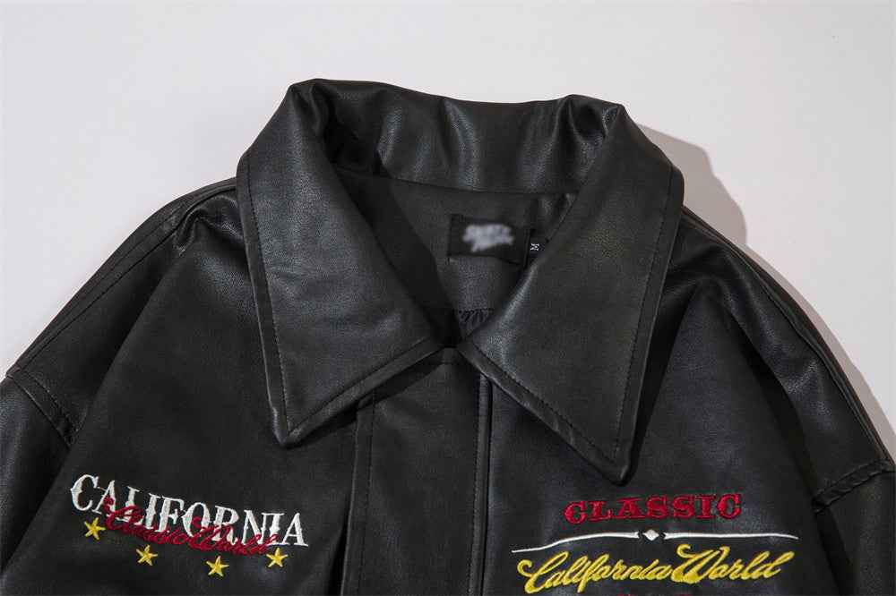 Men's American Embroidery Letters Motorcycle Jacket MuddyStock