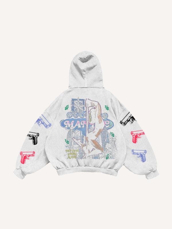 Casual Printed Polyester Hoodie