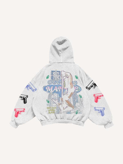 Casual Printed Polyester Hoodie