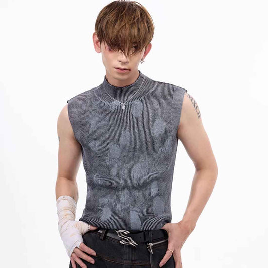Men's Stretch Turtleneck Sleeveless T-shirt null