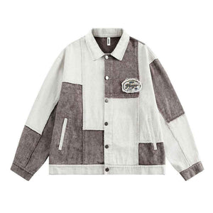 Patchwork Irregular Coat For Woman | MuddyStock Originals Brown