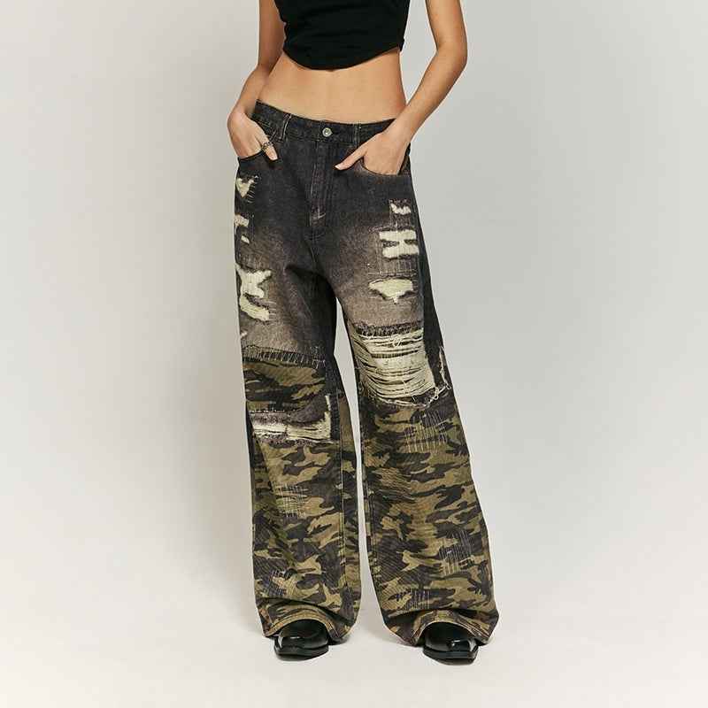 Cat Beard Stitching Digital Printing Jeans For Men And Women MuddyStock