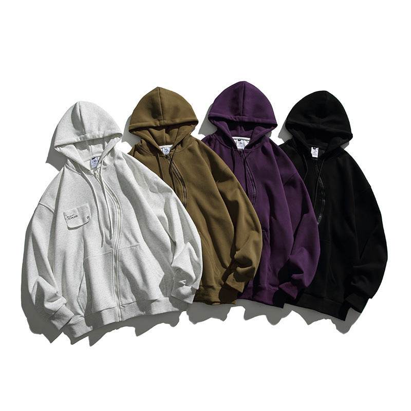 Retro Hooded Sweater Men And Women Irregular Zipper MuddyStock