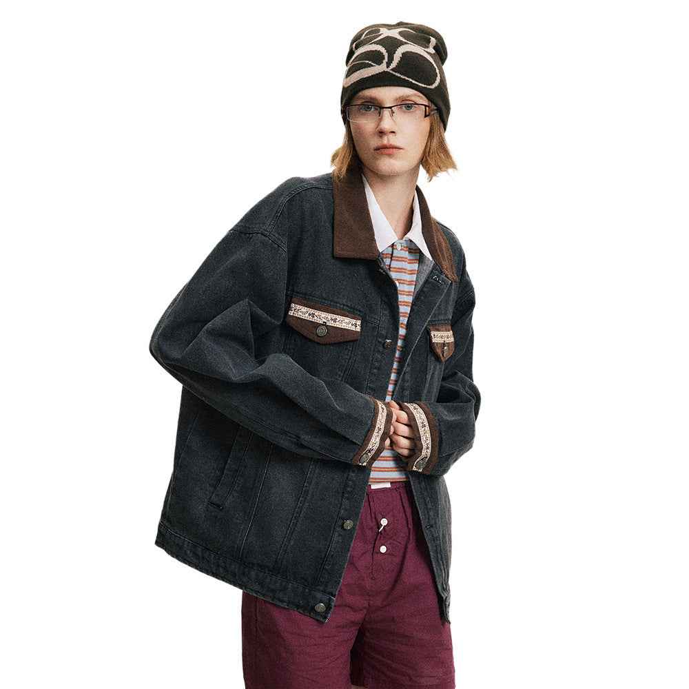 Punk Loose Wash Distressed Denim Jacket For Men And Women MuddyStock