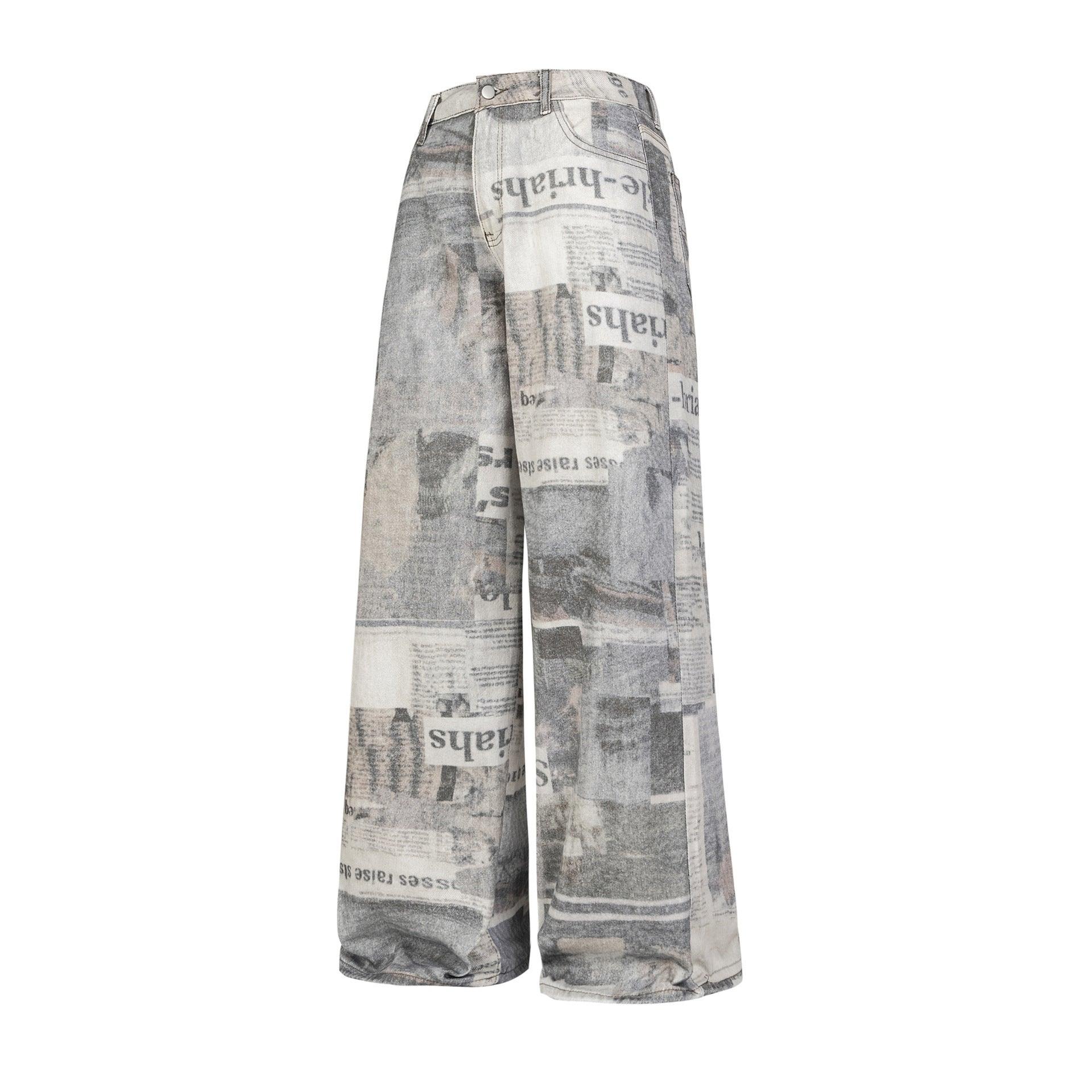 Men's Streetwear Wide-Leg Pants Gray