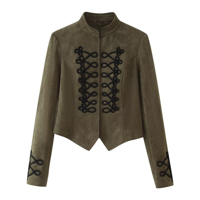 Womens Suede Stand-Neck Jacket Coat All Products