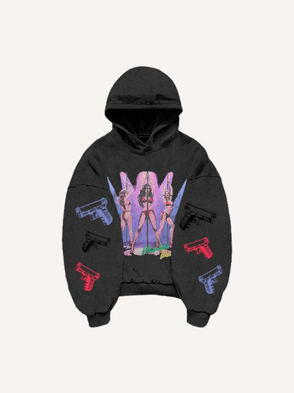 Casual Printed Polyester Hoodie