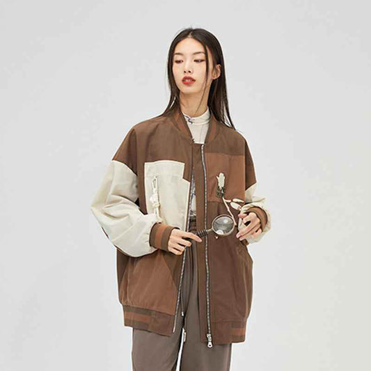 Trendy Jacket With Contrast Color Stitching For Women MuddyStock