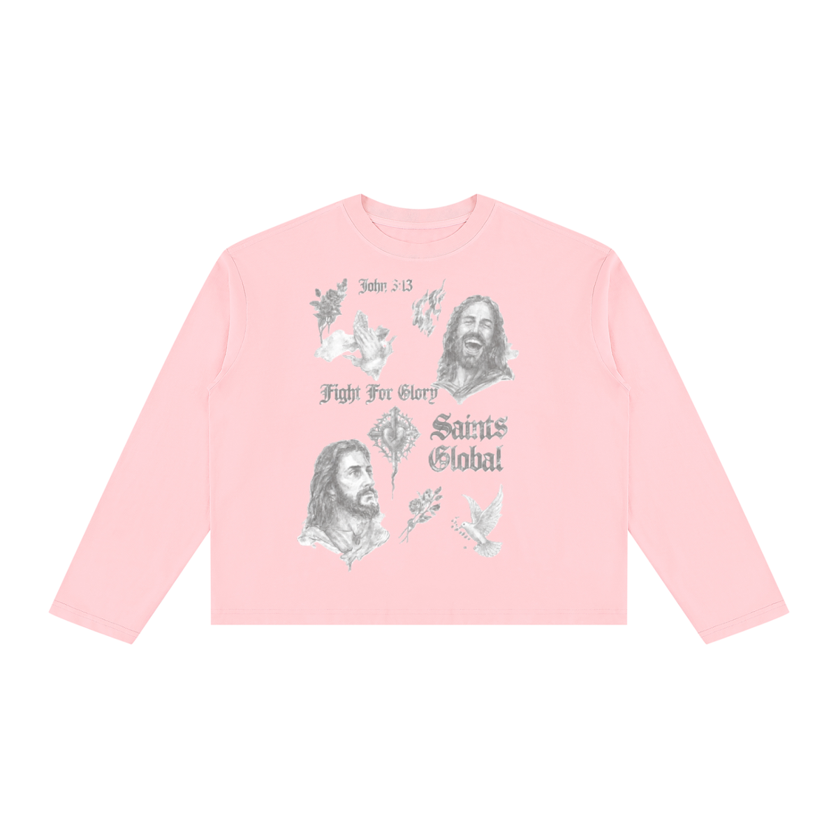 Vintage Wash Long Sleeve Boxy T-Shirt For Men | MuddyStock Originals Pink