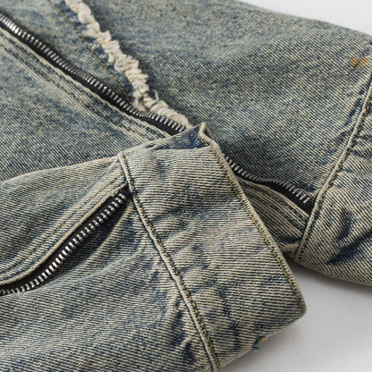 Retro Short Frayed Hem Jacket For Women null