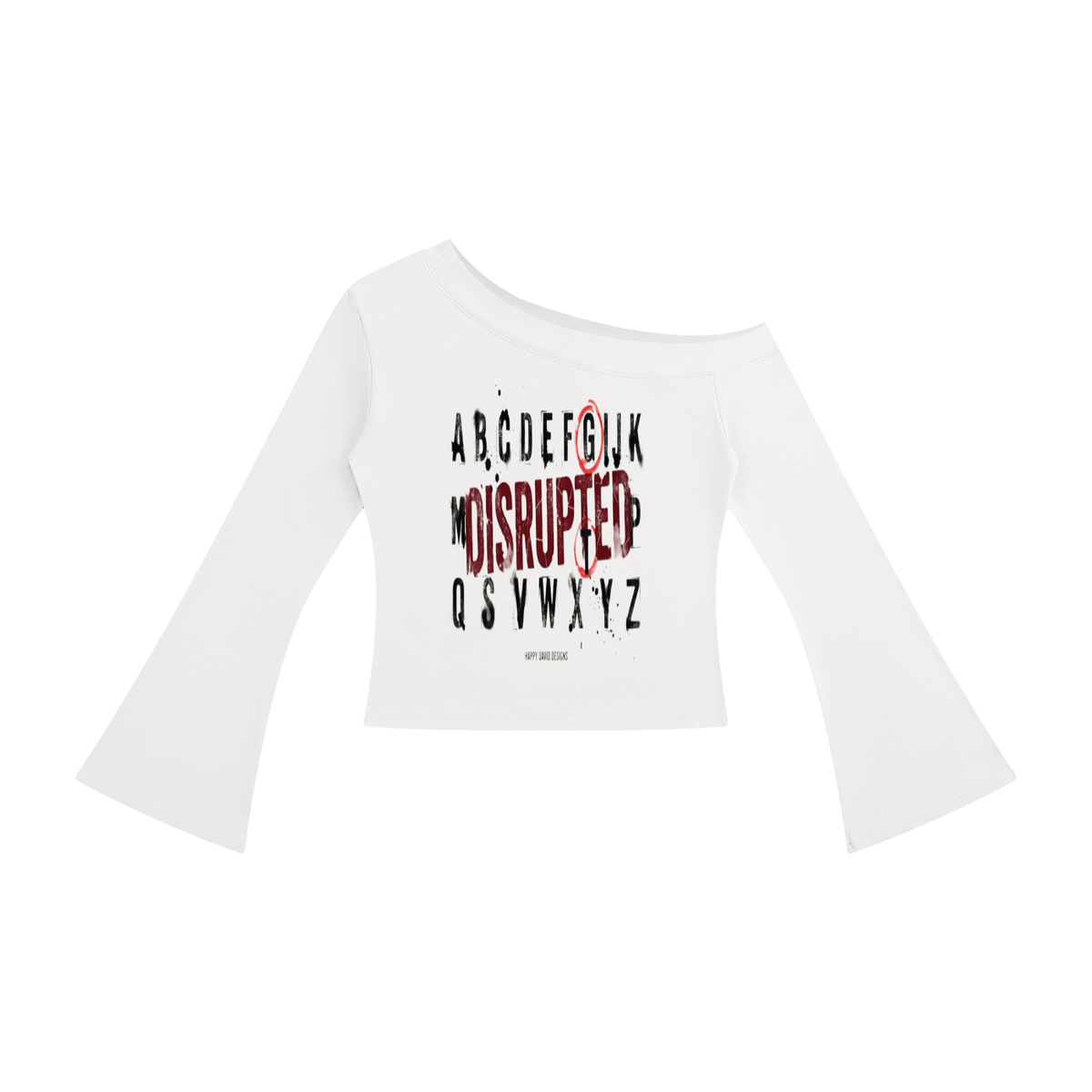 Women's Off-Shoulder Bell Sleeve T-Shirt | MuddyStock Originals White