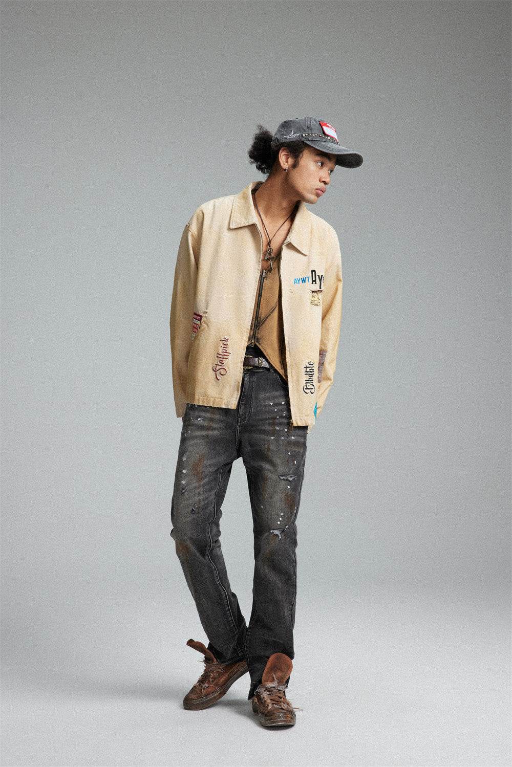 Embroidered Lapel Workwear Jacket For Men MuddyStock