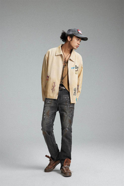 Embroidered Lapel Workwear Jacket For Men MuddyStock