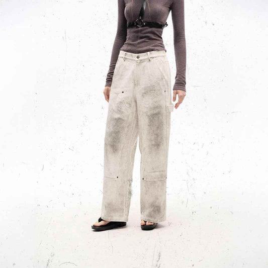 Retro Spray Color Distressed Loose Overalls For Women MuddyStock