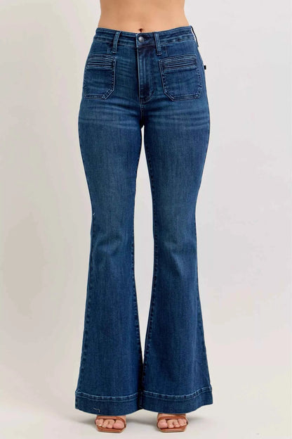 High-Waisted Flare Jeans with Front Pockets For Women DK Trendsi