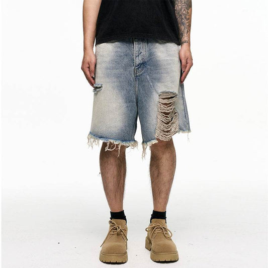 Retro Washed Old Men's Baggy Denim Shorts MuddyStock
