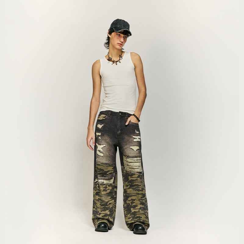 Cat Beard Stitching Digital Printing Jeans For Men And Women MuddyStock