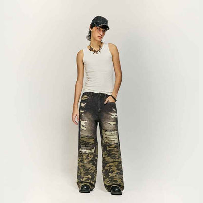 Cat Beard Stitching Digital Printing Jeans For Men And Women MuddyStock