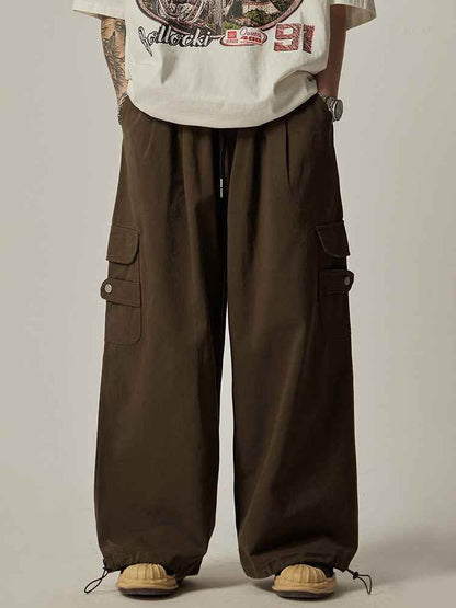 Men's Trendy Design All-match Loose Straight Wide-leg Pants Brown MuddyStock