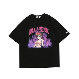 Flame print T-shirt For Both Men And Women Black