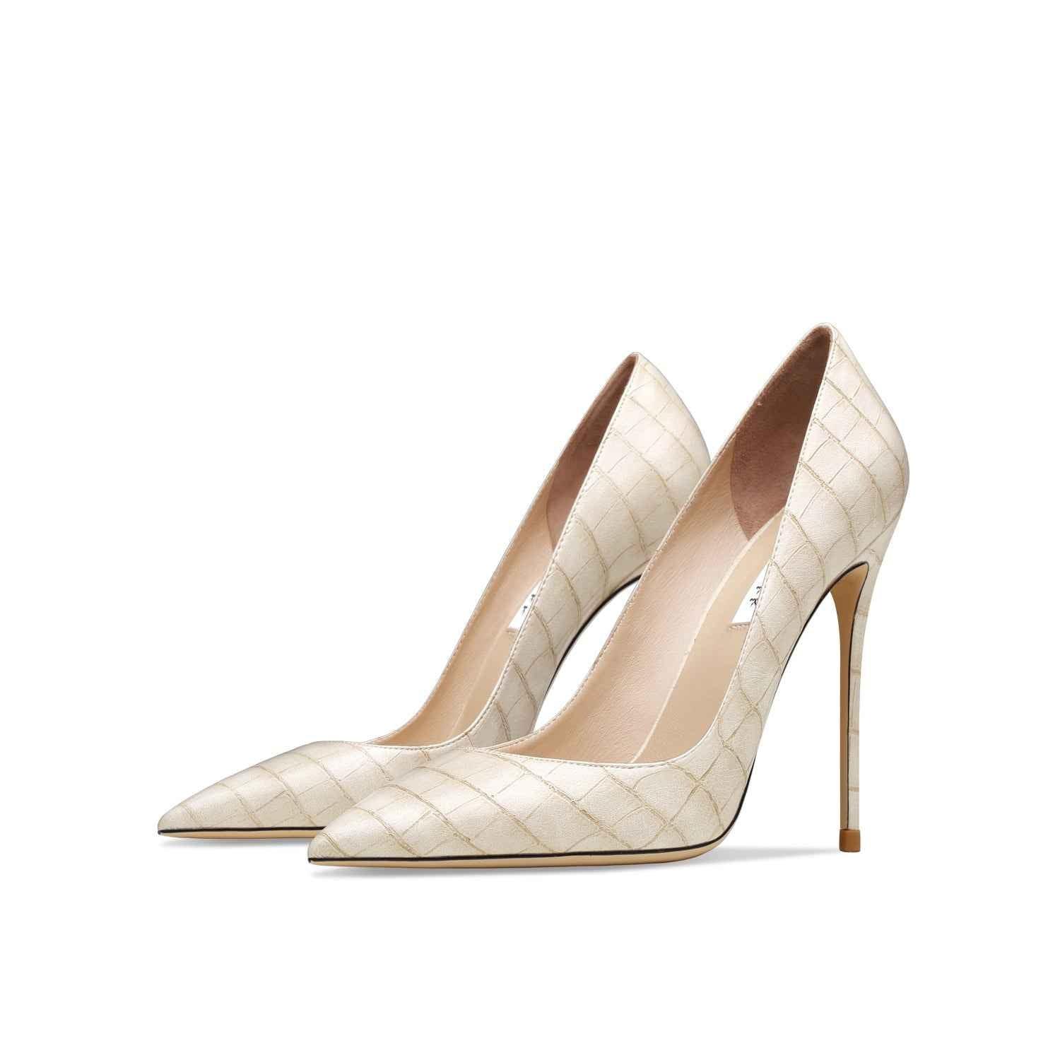 Crocodile Pattern Women's High Heel Nude