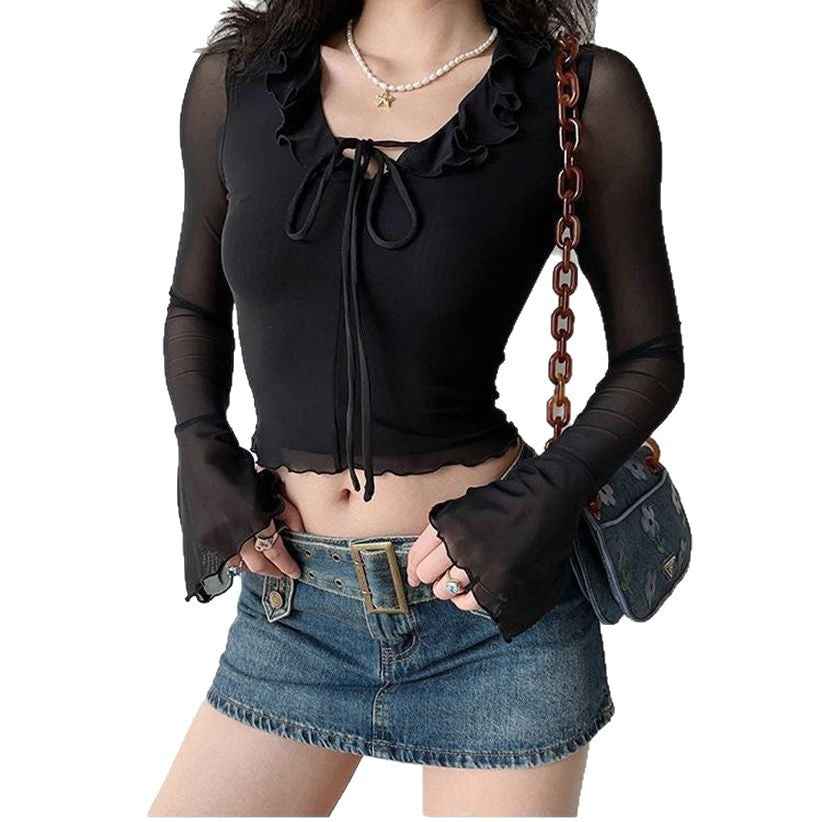 V-Neck Mesh Sheer Top for Women | MuddyStock Originals MuddyStock