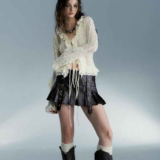 Heavy Wash Leather Skirt For Women All Products