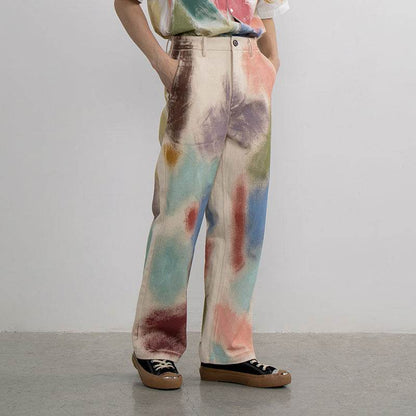 Ladies Fashion Straight Loose Hand Painted Painted Trousers MuddyStock