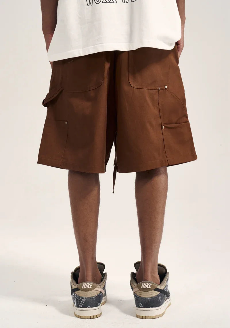 Heavy Industry Slogan Embroidered Street Loose Casual Shorts For Men MuddyStock