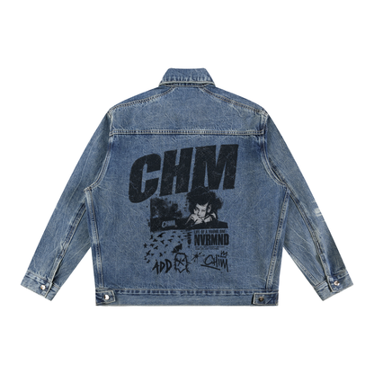 Vintage Wash Zip Up Denim Jacket For Men | MuddyStock Originals Blue