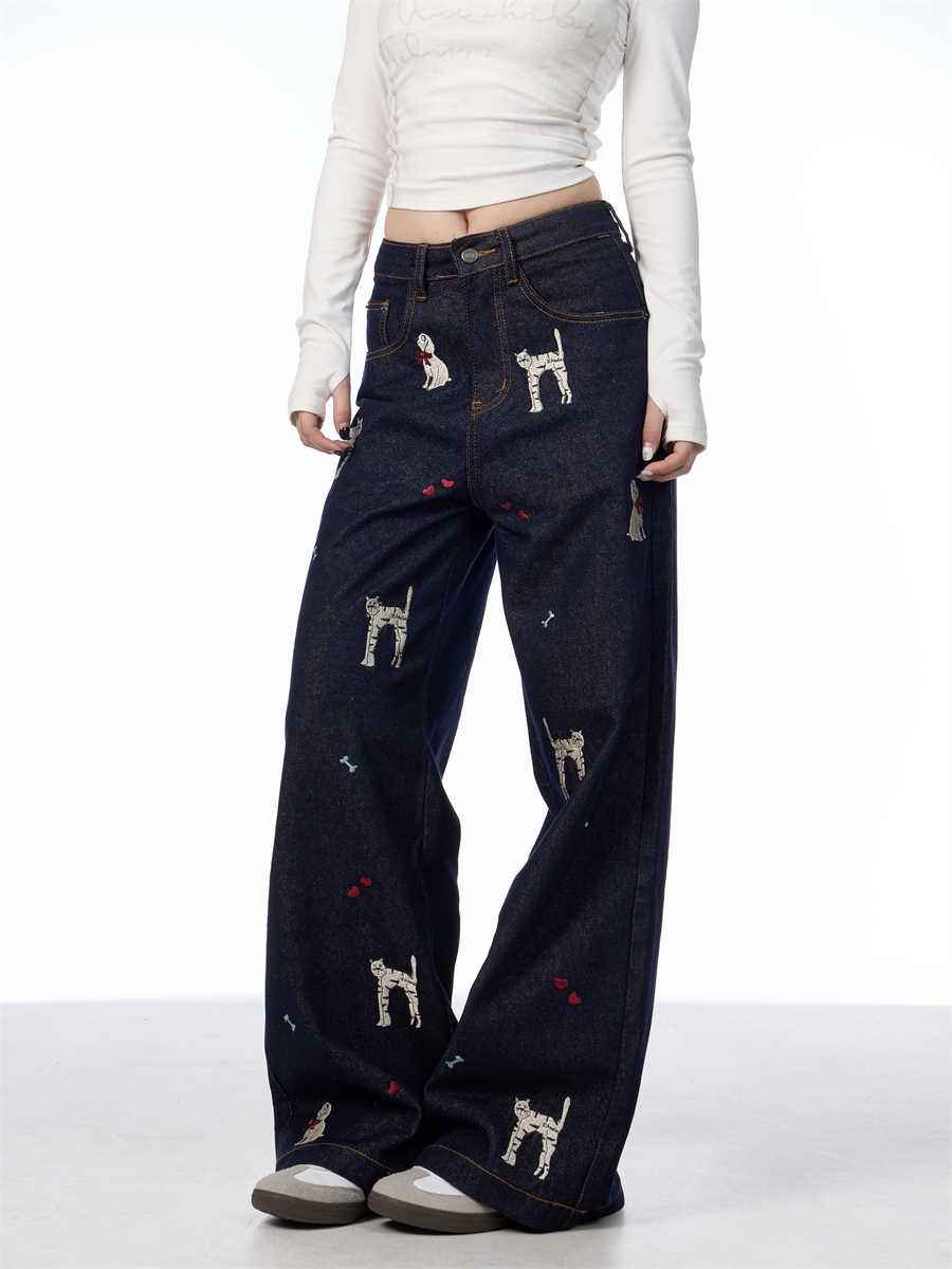 Animal Print Wide Leg Jeans For Women MuddyStock