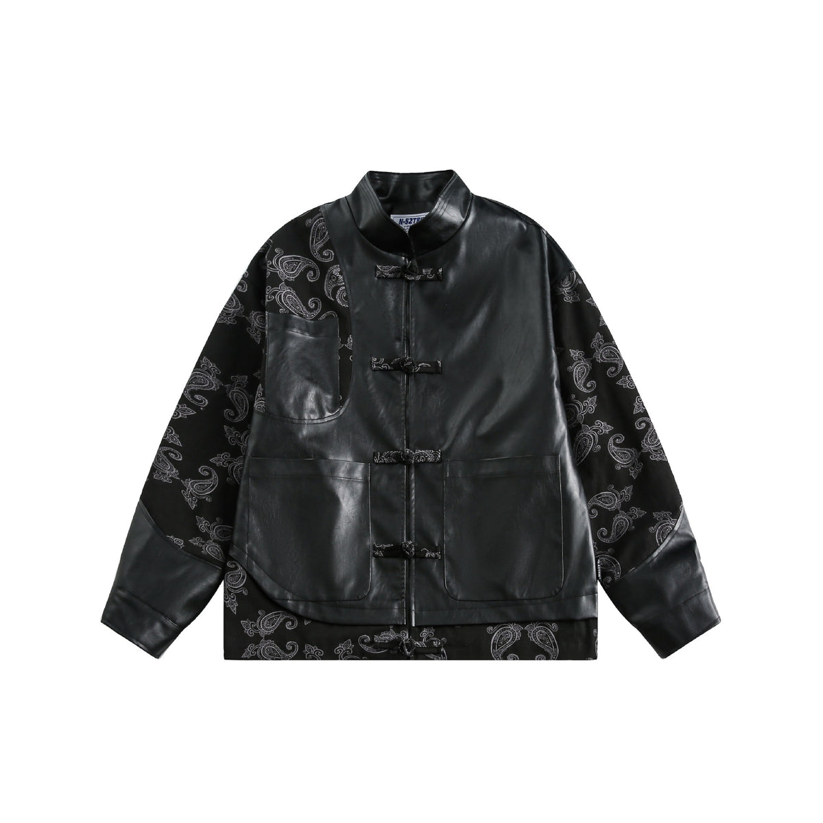 PU Leather Jacket with Patchwork Design for Women | MuddyStock Originals Black