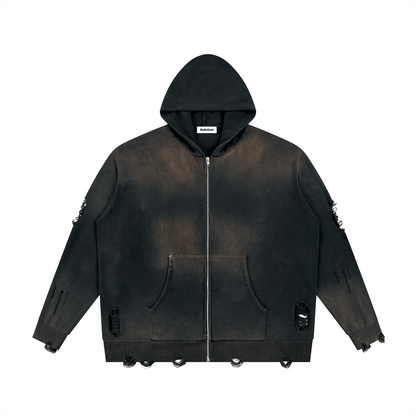 Distressed Full Zip Hoodie For Men | MuddyStock Originals