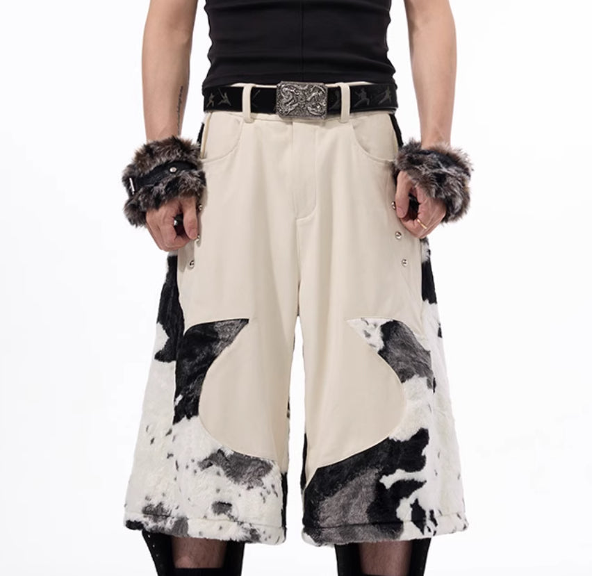 Stitching Milk Fiber Fur Cropped Pants For Men All Products