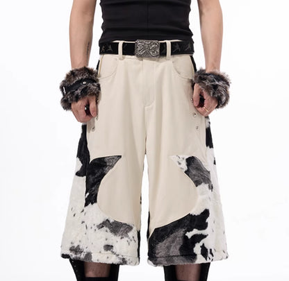 Stitching Milk Fiber Fur Cropped Pants For Men All Products