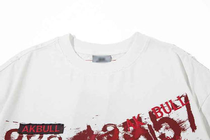 Letter Affixed Cloth Embroidered Printed Short Sleeve Men MuddyStock