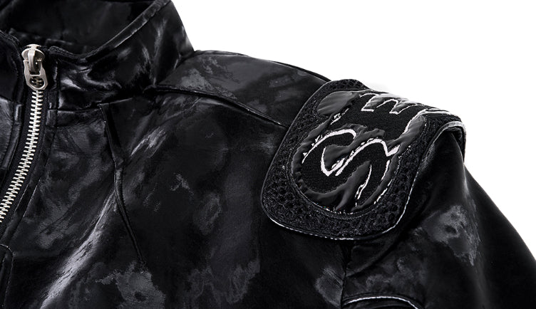 Punk Black Motorcycle Leather Jacket For Women All Products