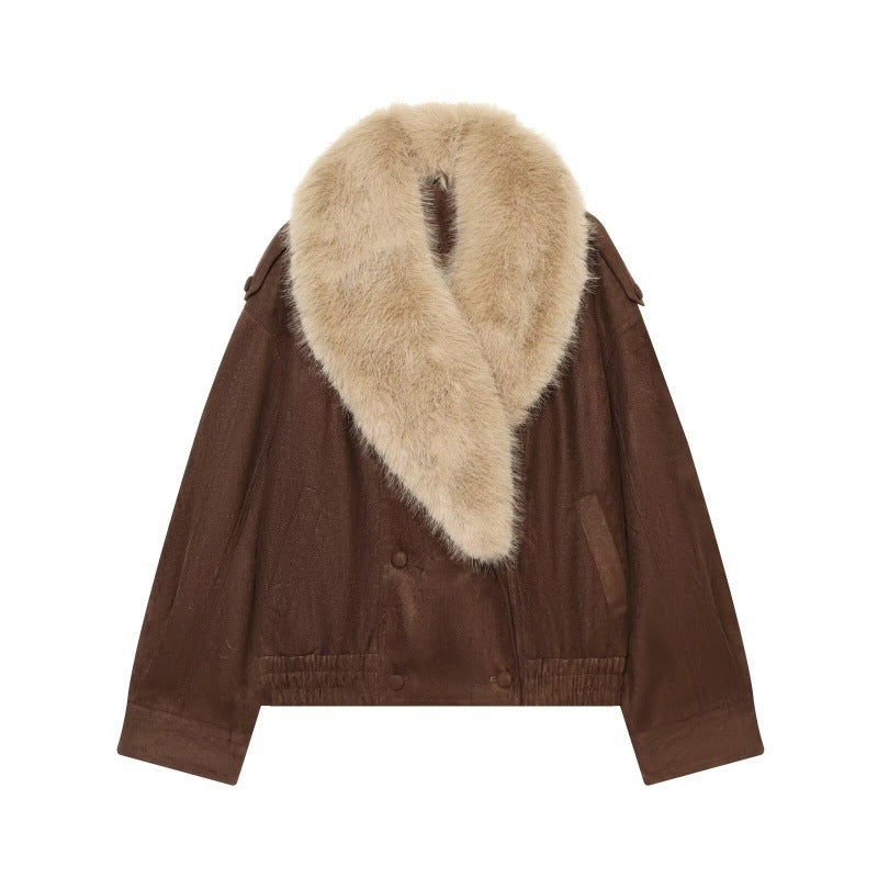 AutumnWinter Thickened Faux Fur Velvet Jacket Coat Dark Brown All Products