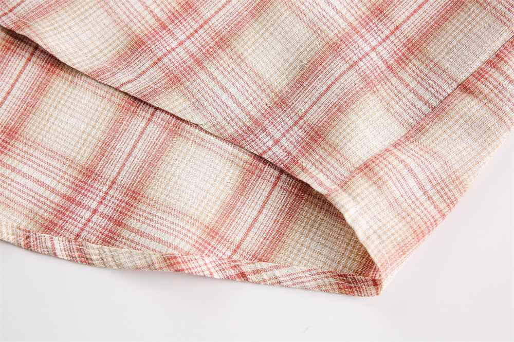 Irregular Pocket Loose Plaid Shirt For Women null