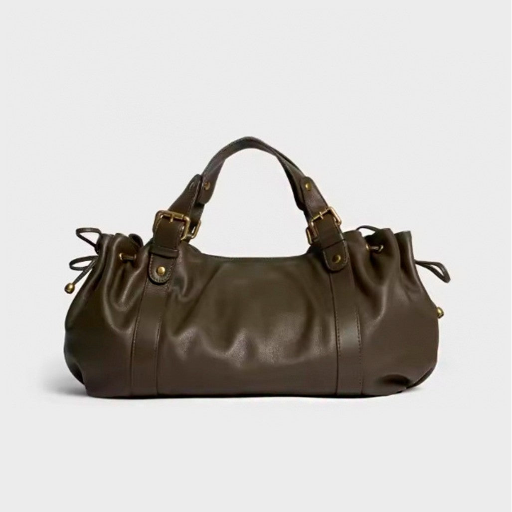 Large capacity soft leather tote bag