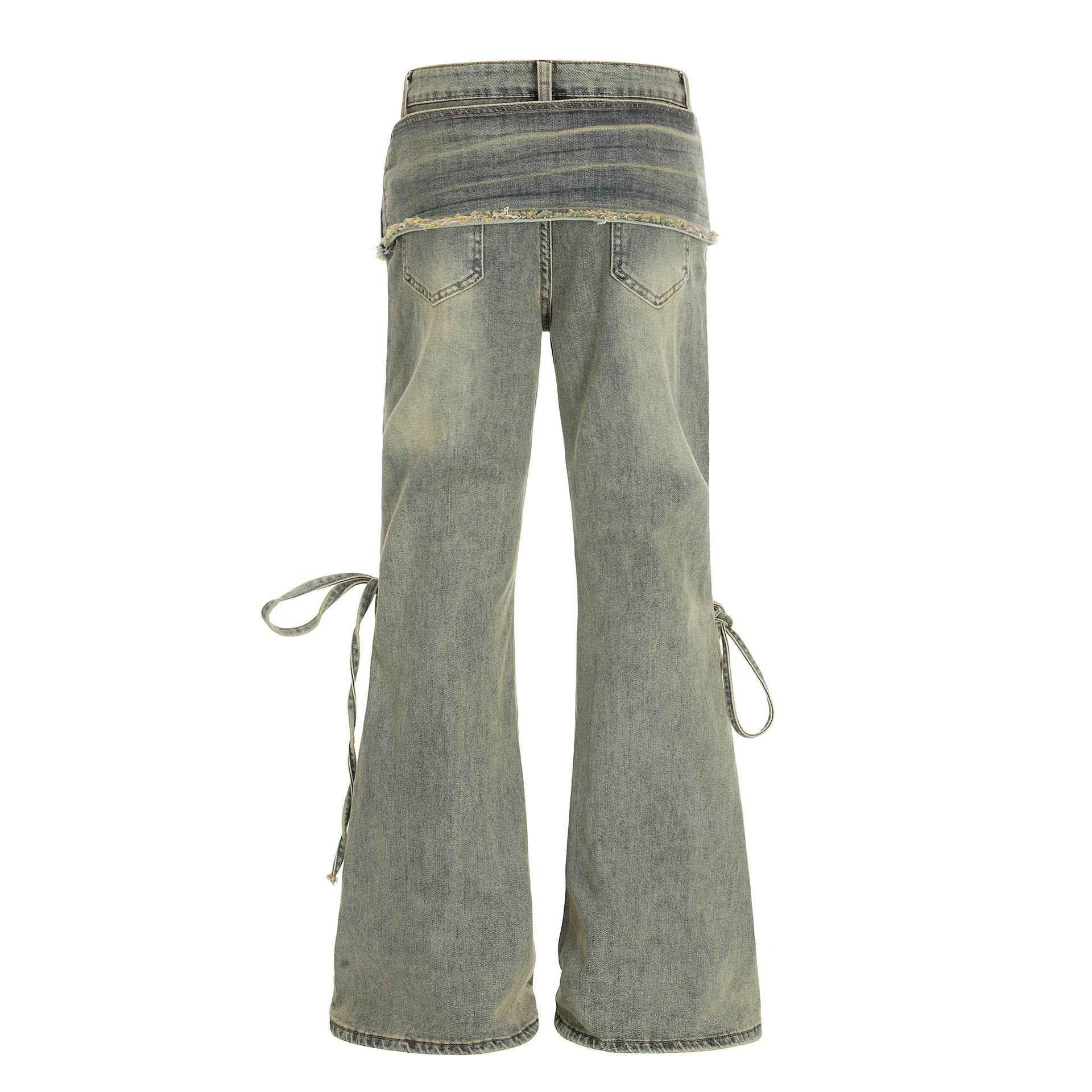 Curtain splicing micro flared jeans for women | MuddyStock Originals